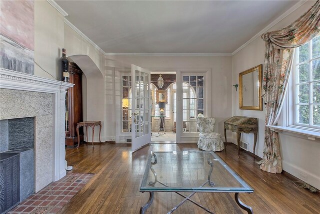 552 N Maple Ave, City Of Greensburg, PA 15601 - interior space featuring crown molding, french doors, and wood-type flooring