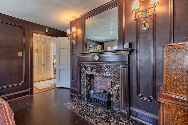 552 N Maple Ave, City Of Greensburg, PA 15601 - living area with baseboards, a fireplace, and dark wood-style floors
