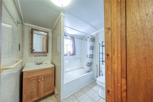 627 Rostraver Rd, Belle Vernon, PA 15012 - bathroom featuring toilet, tile patterned floors, vanity, and ornamental molding