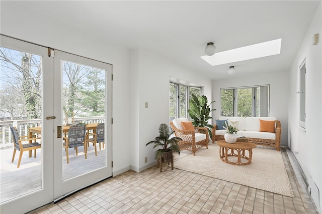 sunroom / solarium with a skylight