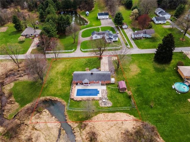aerial view featuring a residential view