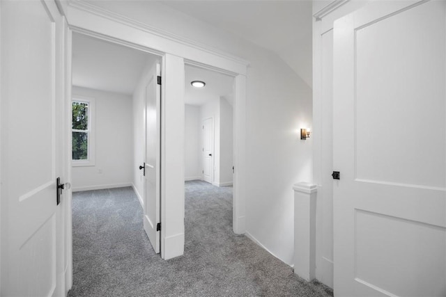1523 Westmoreland Ave, Lincoln-Larimer, PA 15206 - hallway with carpet, an upstairs landing, baseboards, and lofted ceiling