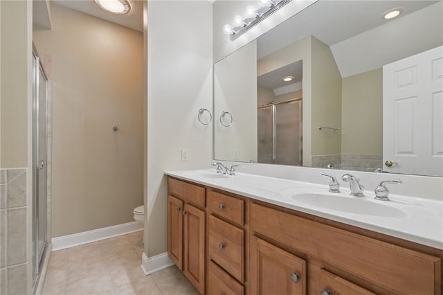 325 Village Green Dr, Peters Twp, PA 15317 - full bathroom featuring a shower stall, double vanity, a sink, and toilet