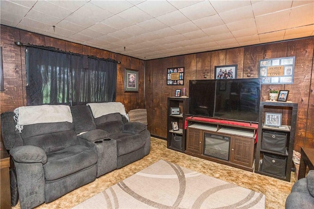 448 E Main St, Dayton, PA 16222 - living area featuring wooden walls and carpet floors