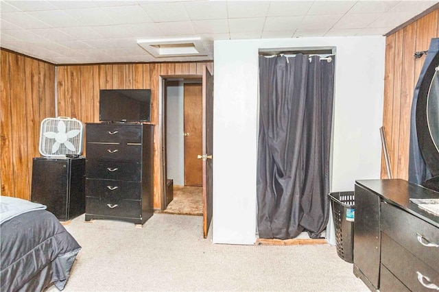 448 E Main St, Dayton, PA 16222 - bedroom featuring wood walls and light carpet