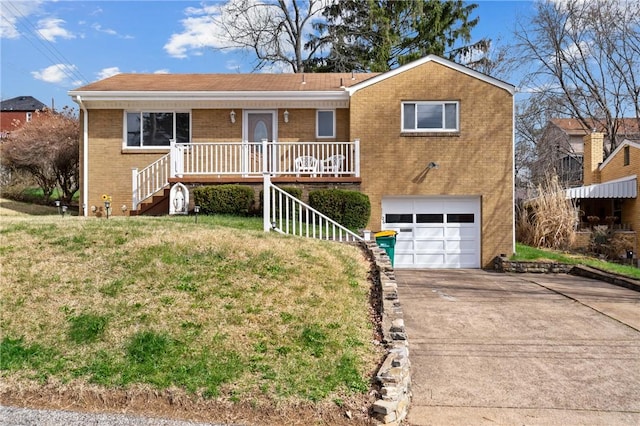 126 Peony Ave, Ross Twp, PA 15229 - single story home featuring driveway, stairs, an attached garage, brick siding, and a front lawn