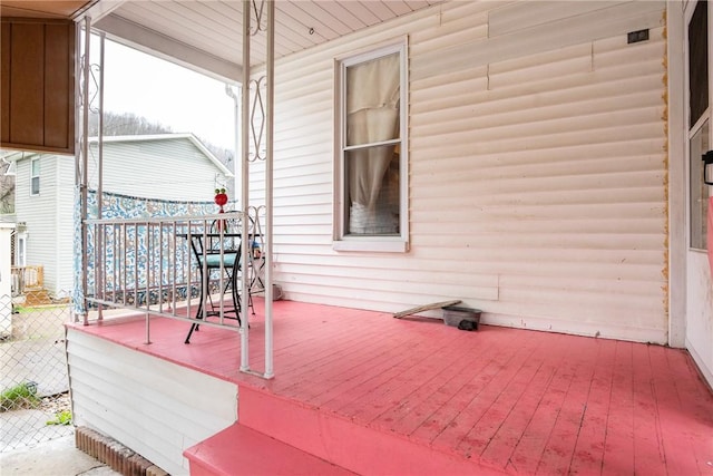 wooden deck with covered porch