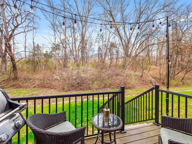 308 Thurgood Dr, Marshall, PA 15086 - wooden deck with grilling area and a lawn