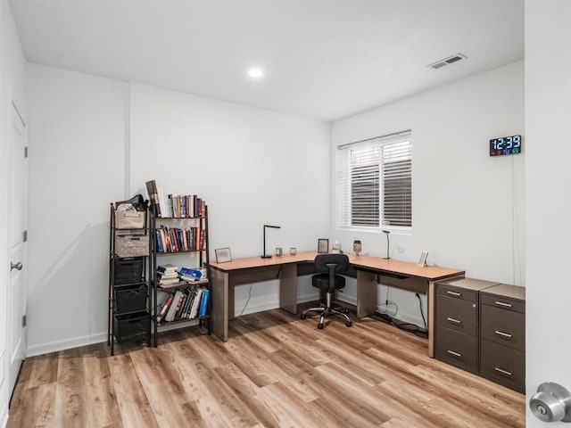 308 Thurgood Dr, Marshall, PA 15086 - office space with visible vents, baseboards, light wood-type flooring, and recessed lighting
