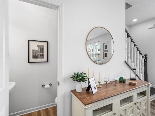308 Thurgood Dr, Marshall, PA 15086 - interior space featuring baseboards, toilet, and wood finished floors