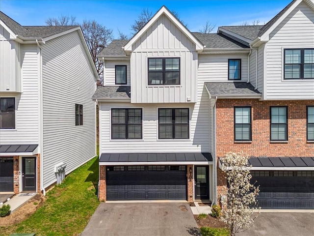 308 Thurgood Dr, Marshall, PA 15086 - multi unit property with board and batten siding, aphalt driveway, a garage, brick siding, and a shingled roof