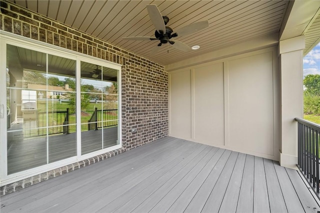 deck featuring a ceiling fan