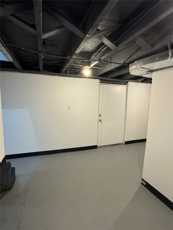finished below grade area featuring baseboards