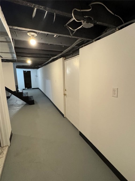 view of finished below grade area