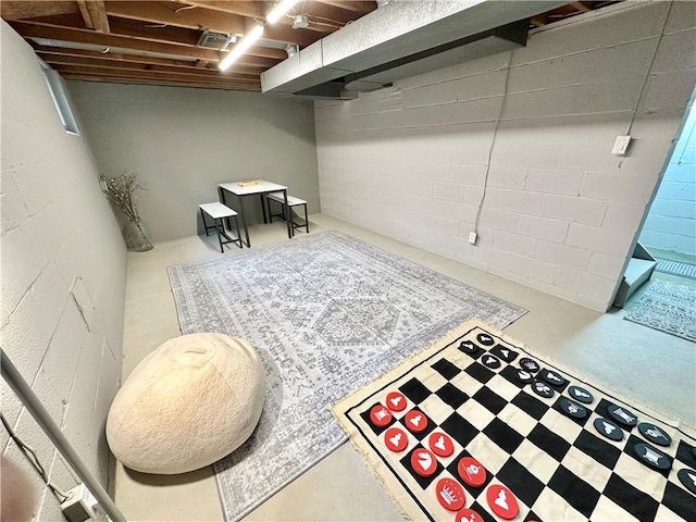 finished basement with visible vents