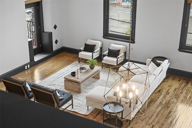 3080 Smallman St, Downtown Pgh, PA 15201 - living room with hardwood / wood-style flooring, baseboards, and healthy amount of natural light