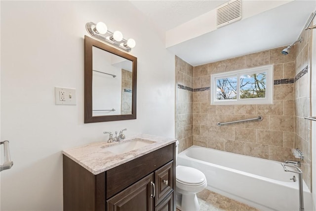 510 Brinton Ave, Pitcairn, PA 15140 - bathroom featuring toilet, visible vents, shower / tub combination, and vanity