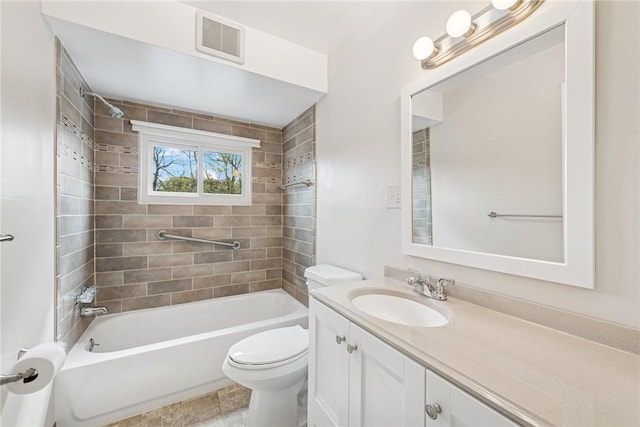 510 Brinton Ave, Pitcairn, PA 15140 - bathroom with visible vents, toilet, vanity, and washtub / shower combination