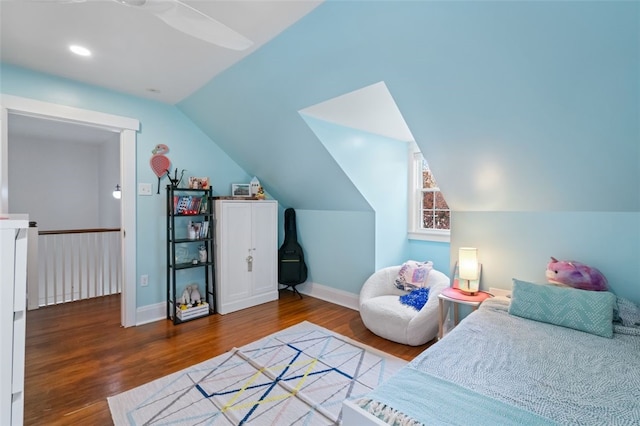 6649 Kinsman Rd, Squirrel Hill, PA 15217 - bedroom with wood finished floors, baseboards, and vaulted ceiling