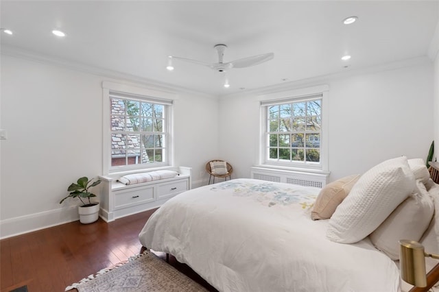 6649 Kinsman Rd, Squirrel Hill, PA 15217 - bedroom with ornamental molding, radiator heating unit, multiple windows, and baseboards