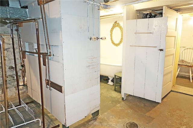 view of unfinished basement