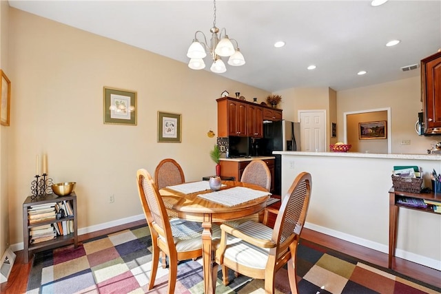 105 Hillcrest Rd, Penn Twp But, PA 16053 - dining area featuring recessed lighting, a chandelier, light wood-type flooring, and baseboards