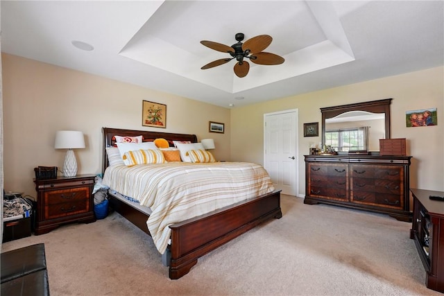 105 Hillcrest Rd, Penn Twp But, PA 16053 - bedroom with a tray ceiling, light colored carpet, and a ceiling fan