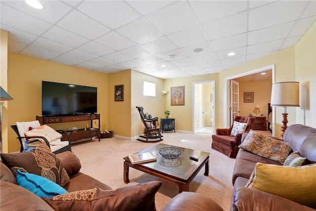 105 Hillcrest Rd, Penn Twp But, PA 16053 - carpeted living area with a drop ceiling, baseboards, and recessed lighting