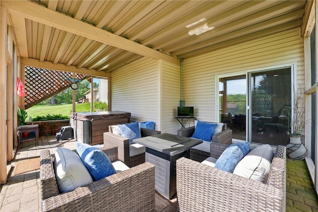 105 Hillcrest Rd, Penn Twp But, PA 16053 - view of patio with a hot tub and outdoor lounge area