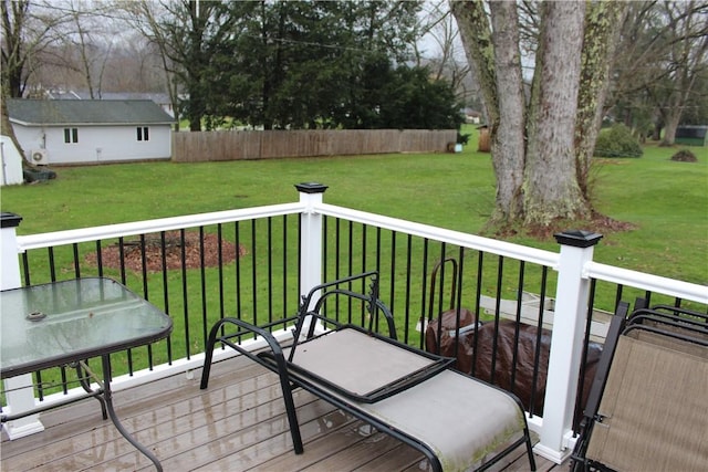 192 S Franklin, St, PA 16314 - wooden deck with a yard, fence, and an outbuilding