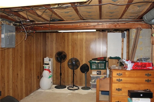 192 S Franklin, St, PA 16314 - unfinished basement featuring wood walls and electric panel