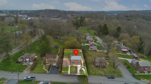 drone / aerial view with a residential view