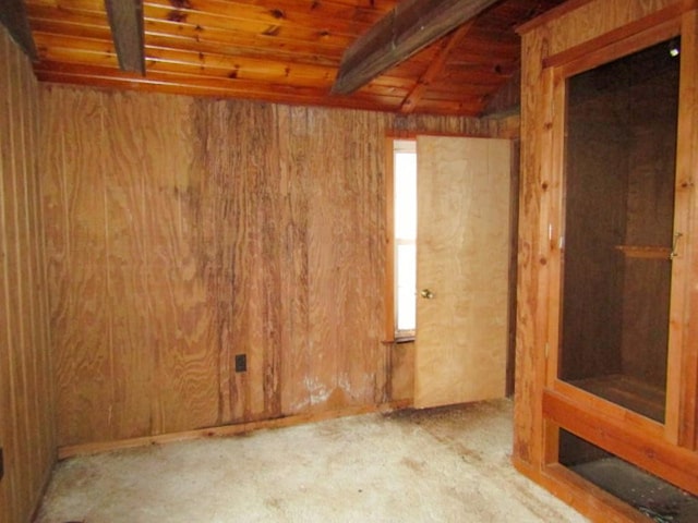 below grade area with wood walls