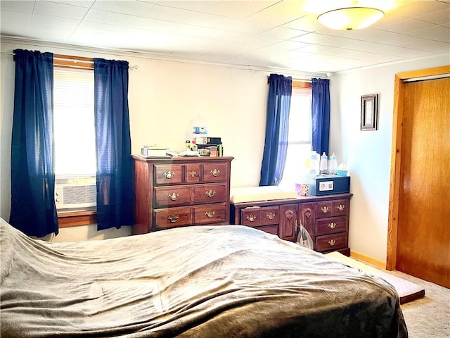 105 Ludwig St, Manorville Boro, PA 16236 - bedroom with cooling unit, ornamental molding, and carpet