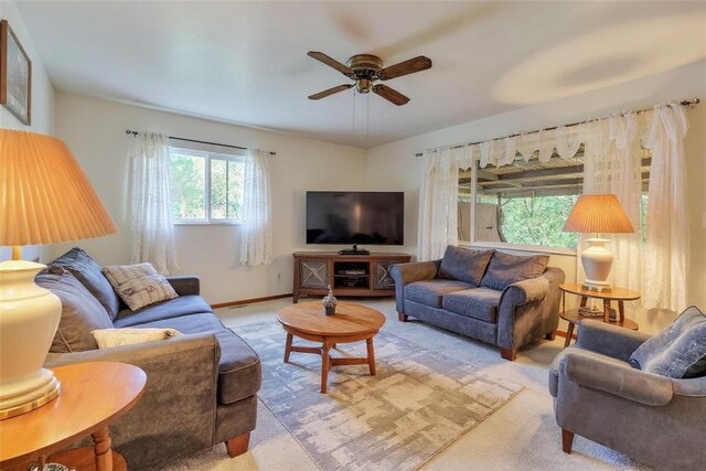 10110 Rinaman Rd, Mccandless, PA 15090 - living room featuring a ceiling fan and light carpet
