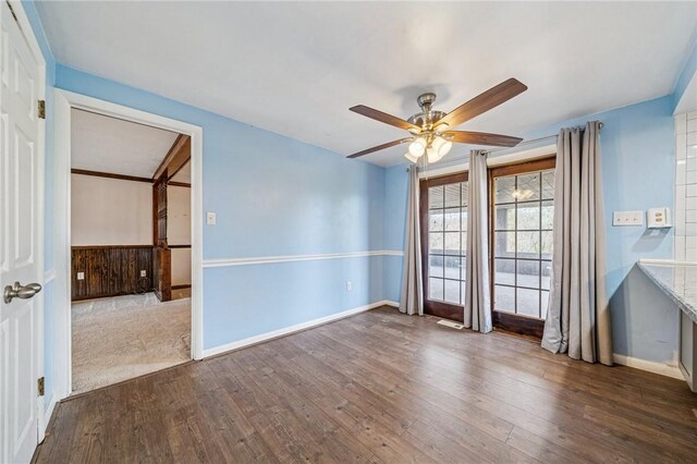 2096 Ramsey Rd, Monroeville, PA 15146 - unfurnished room featuring baseboards, a ceiling fan, and dark wood finished floors