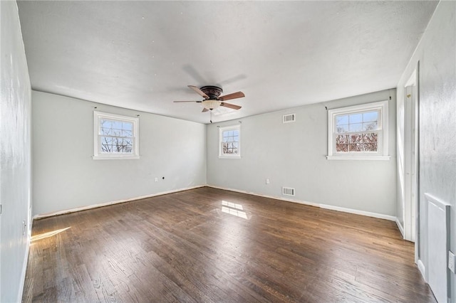 2096 Ramsey Rd, Monroeville, PA 15146 - unfurnished room with wood finished floors, baseboards, a ceiling fan, and visible vents