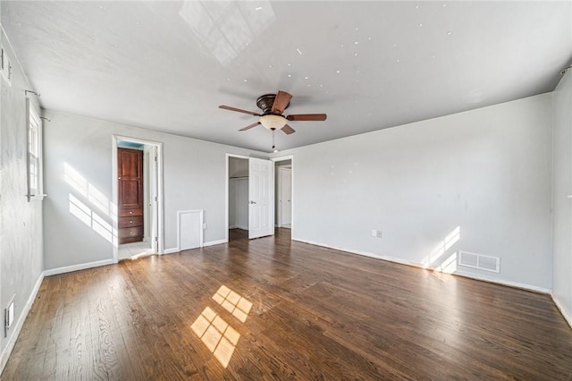2096 Ramsey Rd, Monroeville, PA 15146 - unfurnished bedroom featuring visible vents, baseboards, ceiling fan, and wood finished floors