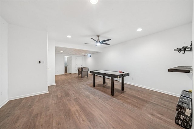 221 Pitgas Rd, Clarksville, PA 15322 - playroom featuring ceiling fan, recessed lighting, wood finished floors, and baseboards
