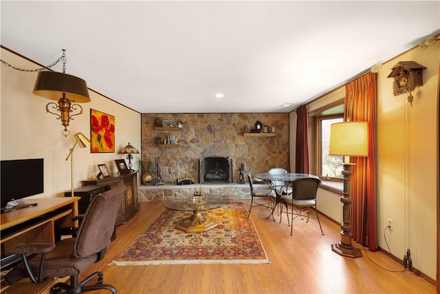 1805 Educational Dr, White Oak, PA 15131 - office space featuring a fireplace, baseboards, and wood finished floors