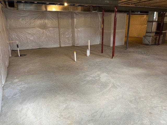 view of unfinished basement