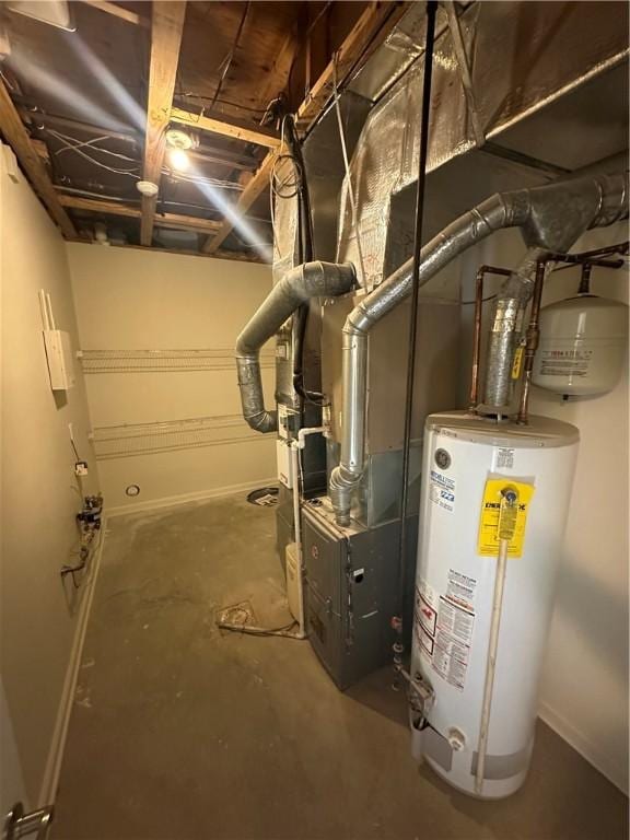 utilities featuring gas water heater and heating unit