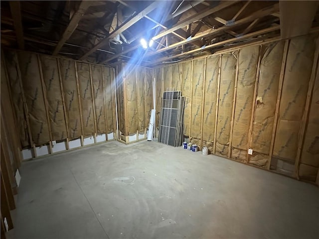view of unfinished basement