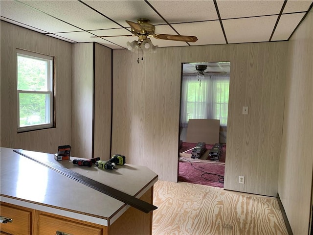 103 Timblin, Clay Twp, PA 16001 - office space featuring a drop ceiling, a ceiling fan, and wooden walls