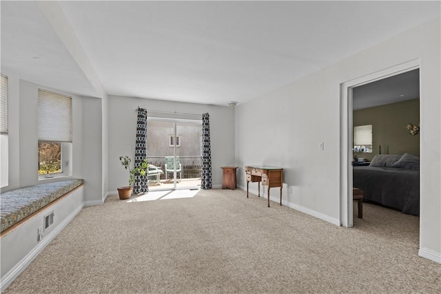 interior space featuring baseboards, carpet, and plenty of natural light
