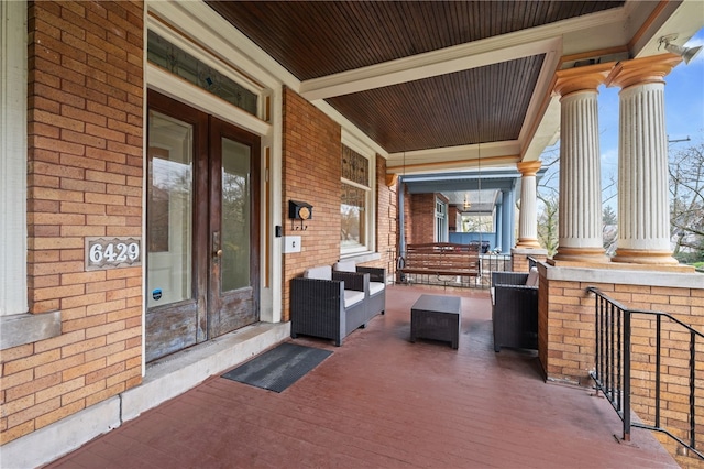 6429 Bartlett St, Squirrel Hill, PA 15217 - view of patio featuring french doors and covered porch