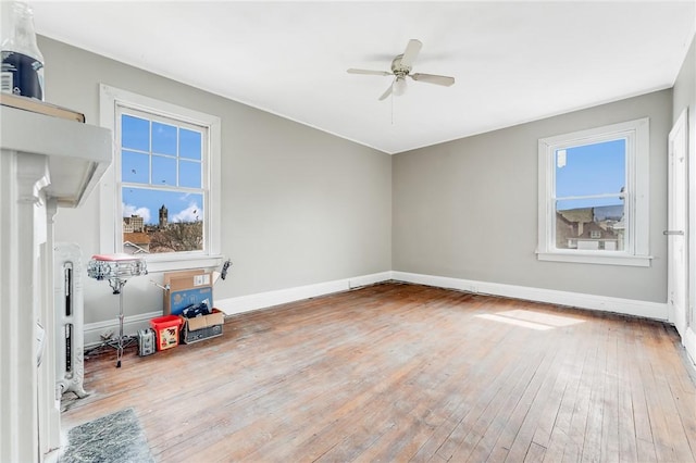 43-45 Union St, Uniontown, PA 15401 - unfurnished room with ceiling fan, hardwood / wood-style floors, and baseboards