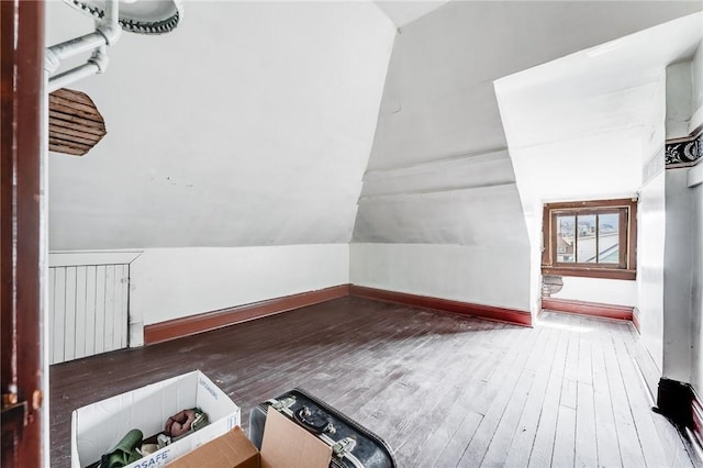 43-45 Union St, Uniontown, PA 15401 - additional living space featuring vaulted ceiling, baseboards, and hardwood / wood-style floors