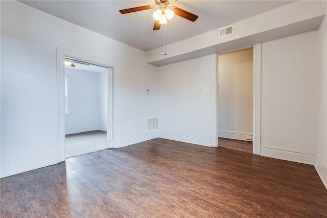 1415 Lager St, Troy Hill, PA 15212 - unfurnished room featuring visible vents, baseboards, wood finished floors, and ceiling fan