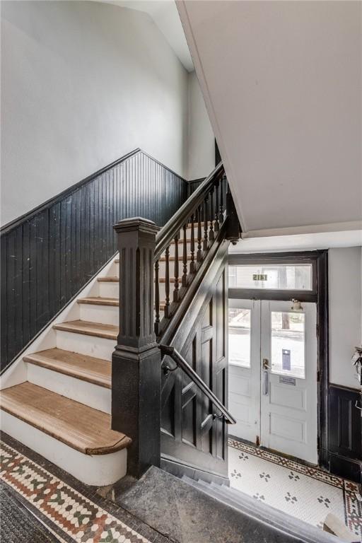 1415 Lager St, Troy Hill, PA 15212 - stairway with a wainscoted wall